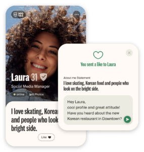 Example first message and like a dating profile